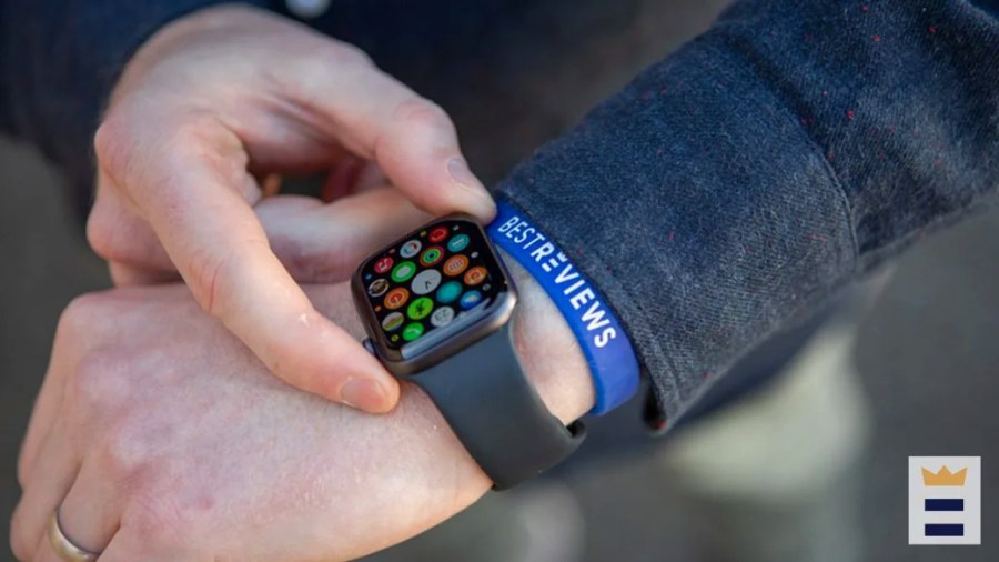 Person checking information on their smartwatch