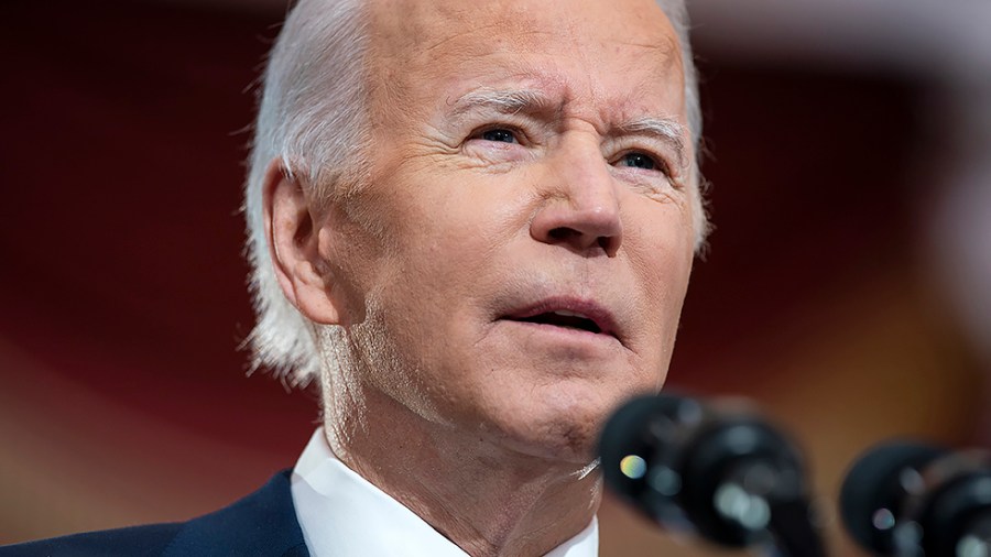 President Joe Biden gives remarks in Statuary Hall of the U.S Capitol in Washington, D.C., on Thursday, January 6, 2022 to mark the one year anniversary of the attack on the Capitol.