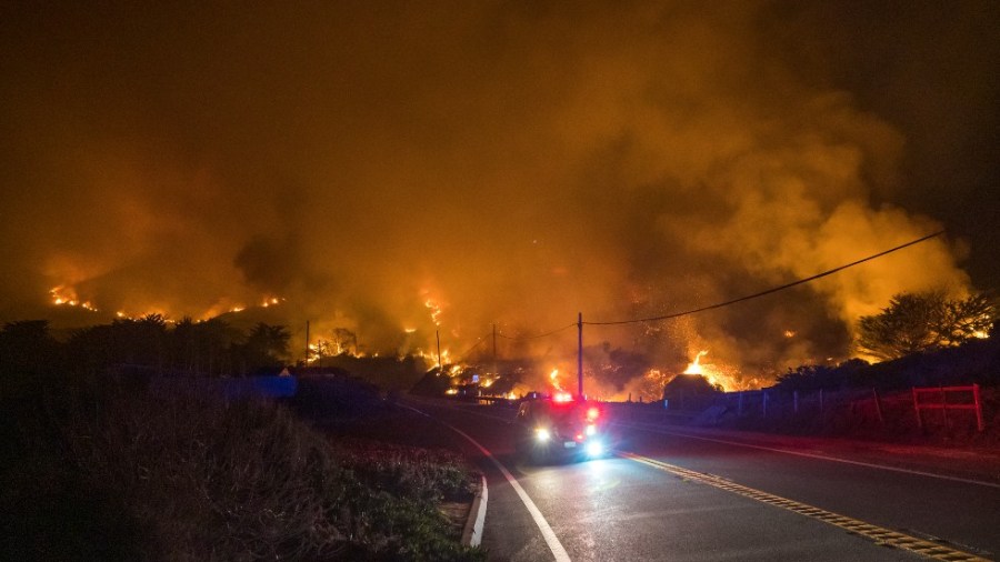 The Colorado Fire burns along Highway 1 near Big Sur, Calif.