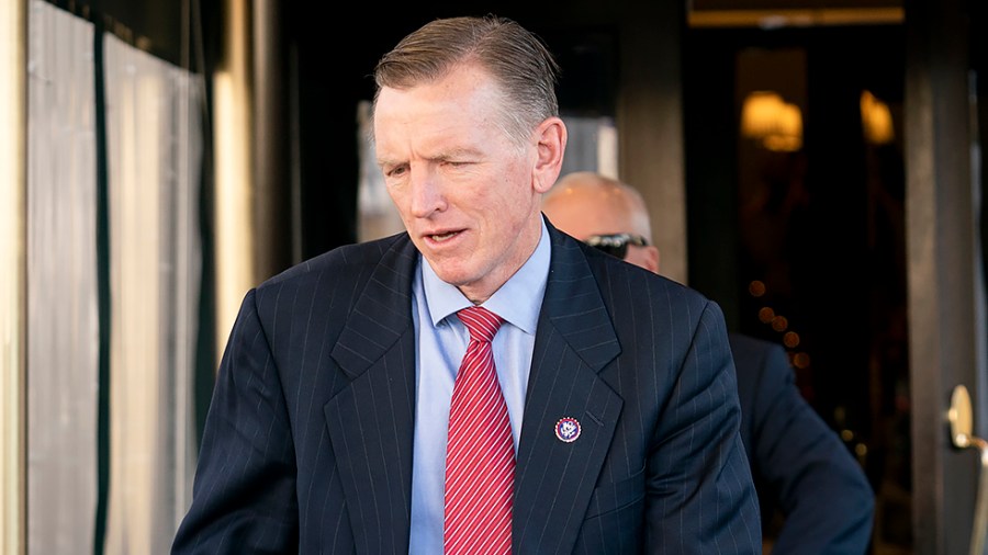 Rep. Paul Gosar (R-Ariz.) leaves a House Republican Conference meeting at the Capitol Hill Club in Washington, D.C., on Wednesday, December 1, 2021.