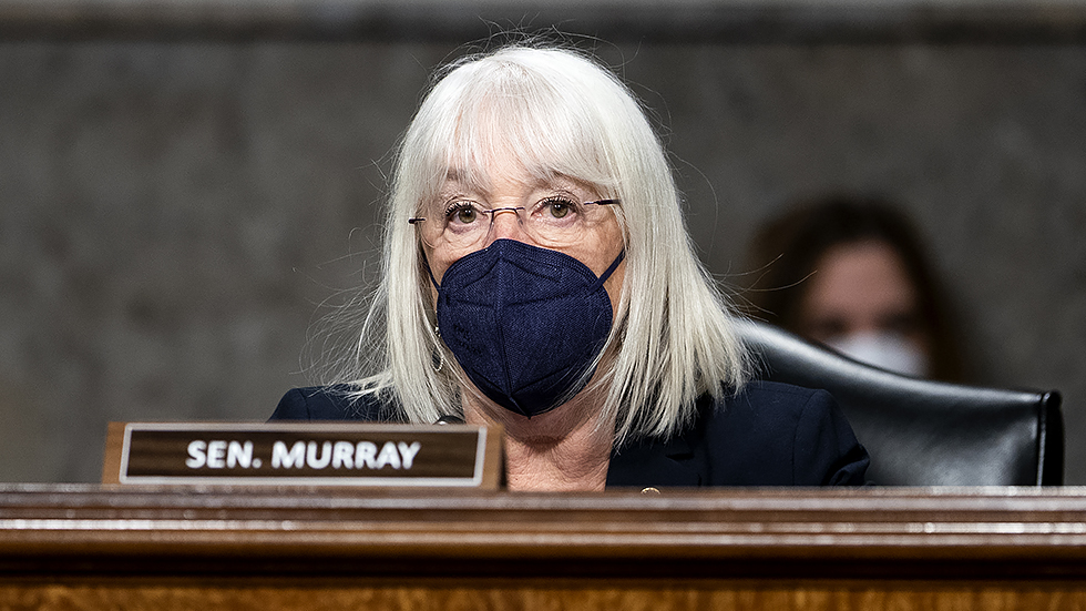 Sen. P Murray (D-Wash.) makes an opening statement during a Senate Health, Education, Labor, and Pensions Committee hearing on Jan. 11, 2022.