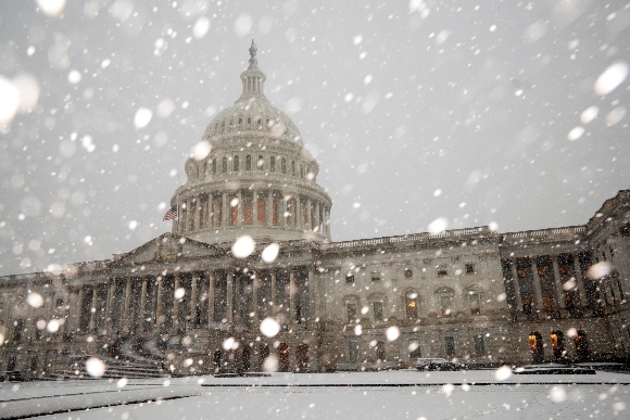 A winter storm delivers heavy snow to the Capitol