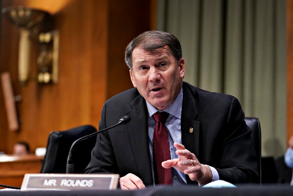 Sen. Mike Rounds, R-S.D., questions Secretary of Veterans Affairs nominee D McDonough during a confirmation hearing