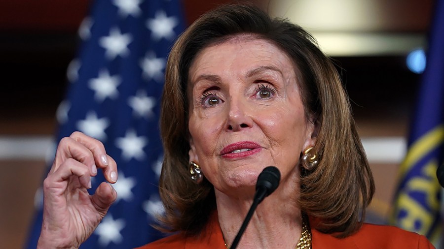 Speaker Nancy Pelosi (D-Calif.) addresses reporters during her weekly press conference on Thursday, January 13, 2022.