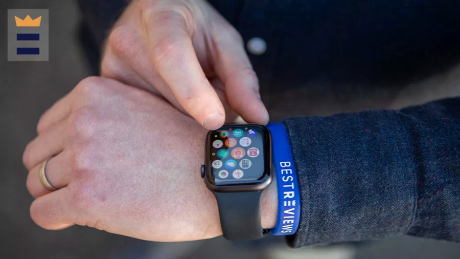 Person checking information on their smartwatch