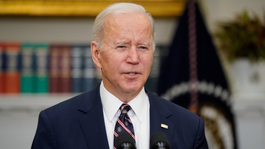 President Biden speaks in the Roosevelt Room of the White House