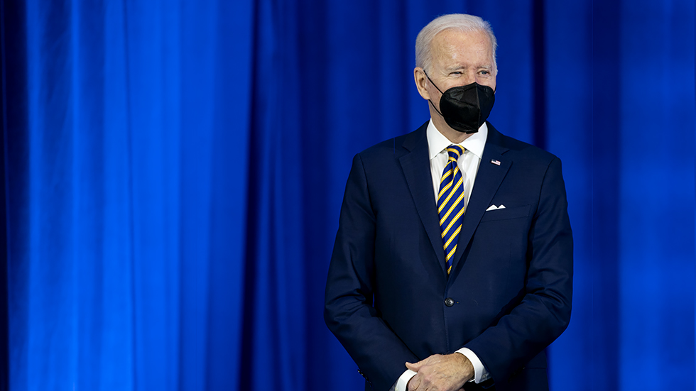 President Biden is seen before giving remarks about lowering healthcare and prescription drug cost at Germanna Community College in Culpepper, Va., on Thursday, February 10, 2022.