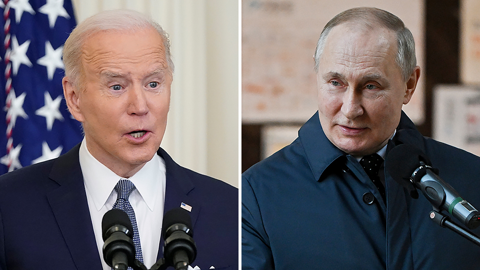 P Biden and Russian President V Putin