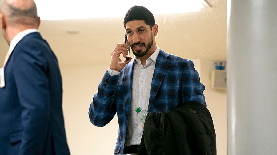 Former NBA player Enes Kanter Freedom is seen in the Senate Subway on his way to a Senate Republican Conference lunch on Wednesday, February 16, 2022. Freedom was dropped from the Boston Celtics this week and now isn’t speaking at CPAC.