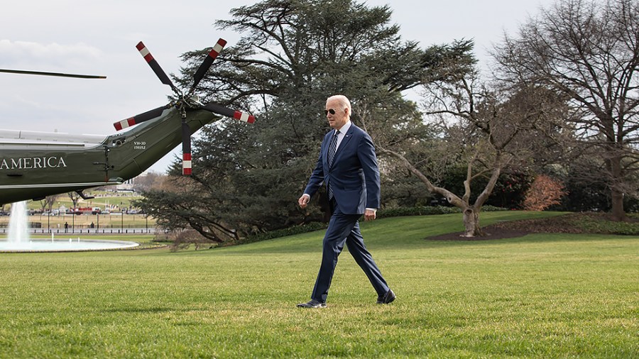 President Joe Biden departs the White House in Washington, D.C., for Rehoboth, Delaware on Friday, March 18, 2022.