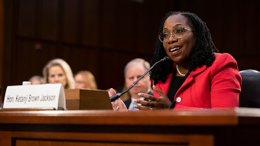 Supreme Court nominee Ketanji Brown Jackson answers questions during the second day of her Senate Judiciary Committee confirmation hearing on Tuesday, March 22, 2022.