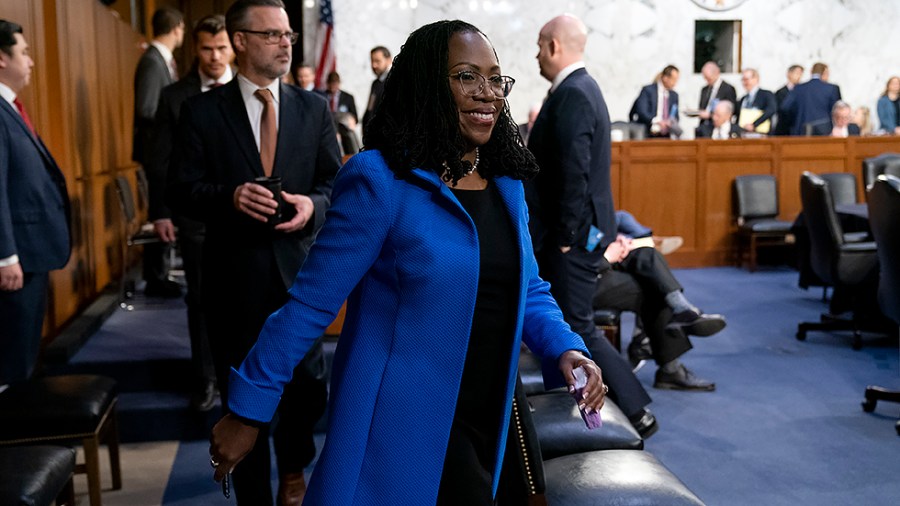 Supreme Court nominee Ketanji Brown Jackson arrives for the third day of her Senate Judiciary Committee confirmation hearing on Wednesday, March 23, 2022.