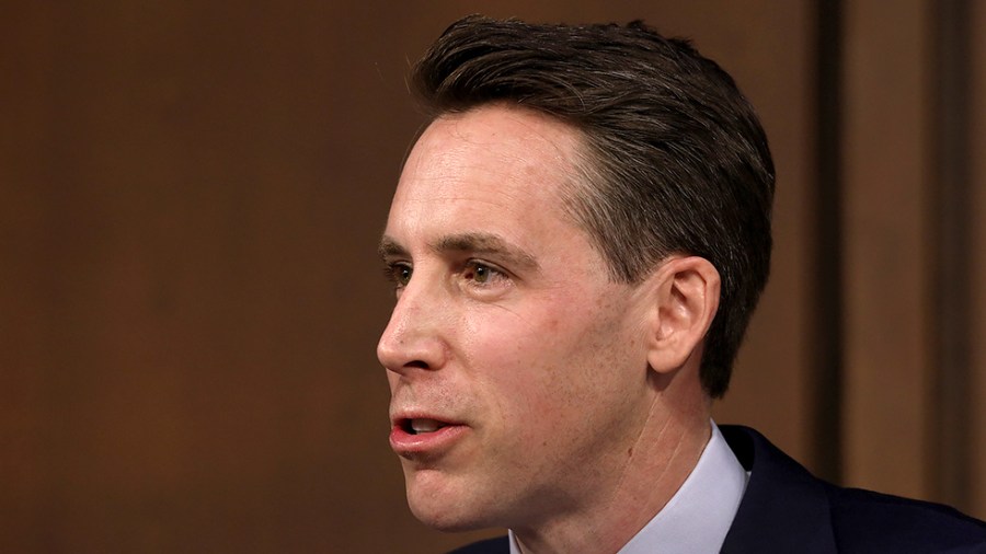 Sen. Josh Hawley (R-Mo.) gives an opening statement during a Senate Judiciary Committee confirmation hearing of Supreme Court nominee Ketanji Brown Jackson on Monday, March 21, 2022.