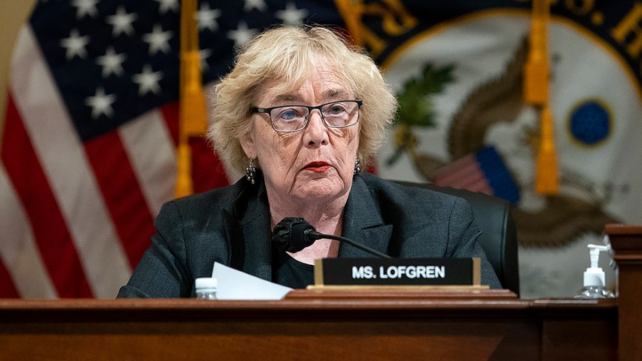 Rep. Zoe Lofgren (D-Calif.) makes a statement as the Jan. 6 House Select Committee holds a business meeting on Monday, March 28, 2022 to consider former Trump administration officials Peter Navarro and Daniel Scavino, Jr. in contempt of Congress.