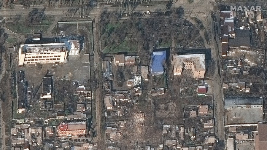 Destroyed buildings and homes are seen in Mariupol, Ukraine