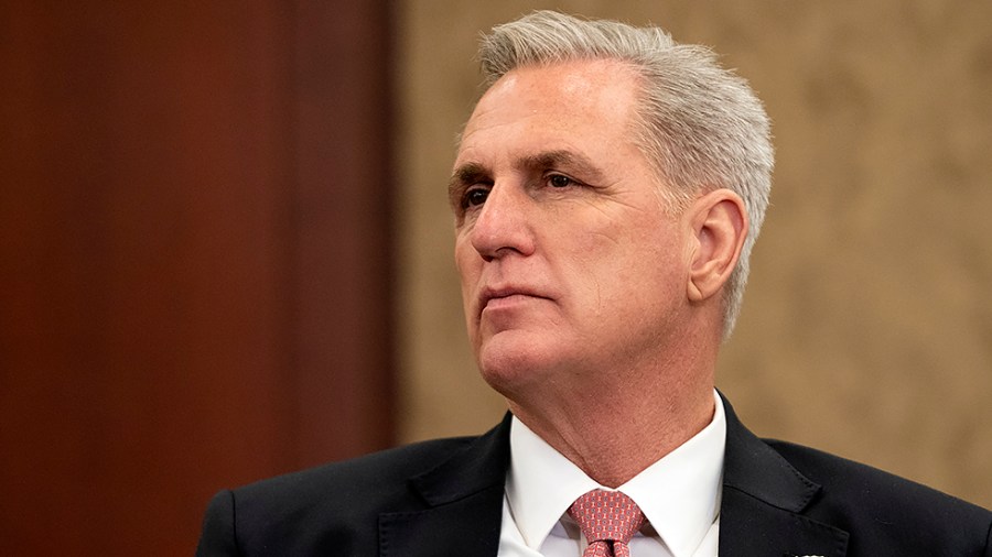 Minority Leader Kevin McCarthy (R-Calif.) is seen during a town hall on Tuesday, March 1, 2022 to host would be guests for the State of the Union. Due to COVID-19 only members are allowed in the Chamber.