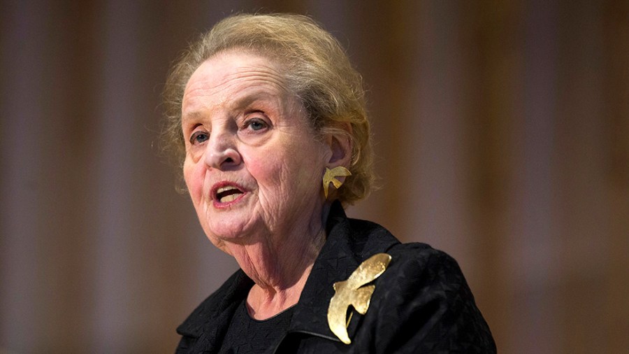 Former U.S. Secretary of State Madeleine Albright speaks during a memorial service