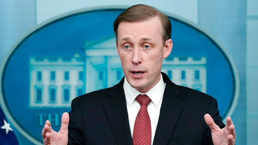 White House national security adviser Jake Sullivan speaks during a press briefing