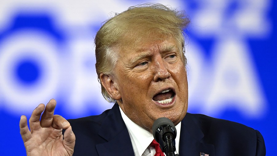 President Donald Trump speaks at the Conservative Political Action Conference in Orlando, Fla., on Saturday, February 26, 2022.