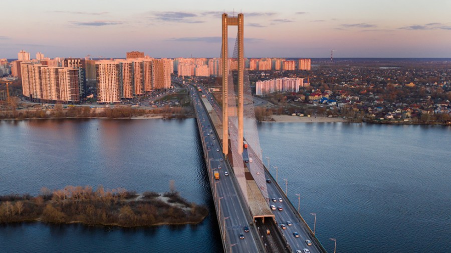 Kyiv, Ukraine's capital, is divided by the Dnipro River.