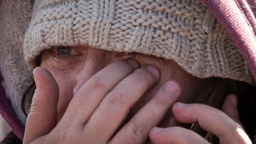 Masha Fesenko, from Kyiv, arrives at the border crossing in Medyka, Poland, Poland