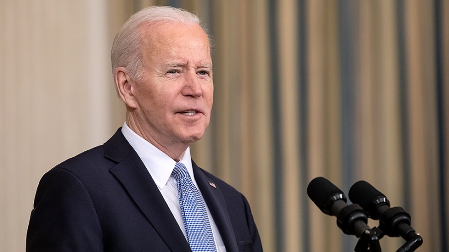 President Joe Biden speaks on the March jobs report at the White House in Washington, D.C., on Friday, April 1, 2022.