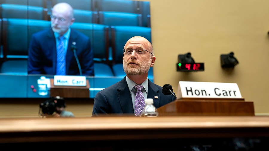 Brendan Carr, Commissioner of the Federal Communications Commission, is seen during a Subcommittee on Communications and Technology hearing to discuss oversight of the FCC on Thursday, March 31, 2022.