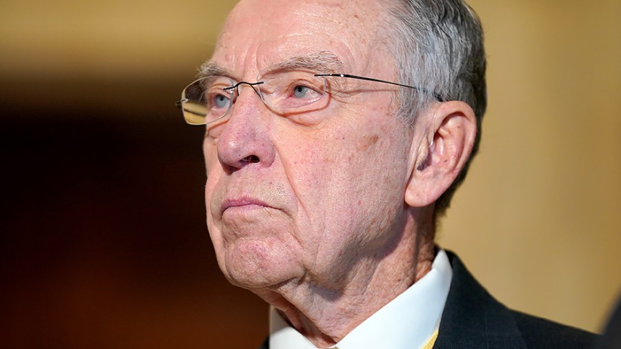 Sen. Chuck Grassley (R-Iowa) is seen during a press conference on Wednesday, February 9, 2022 to discuss rising crime issues around the country.