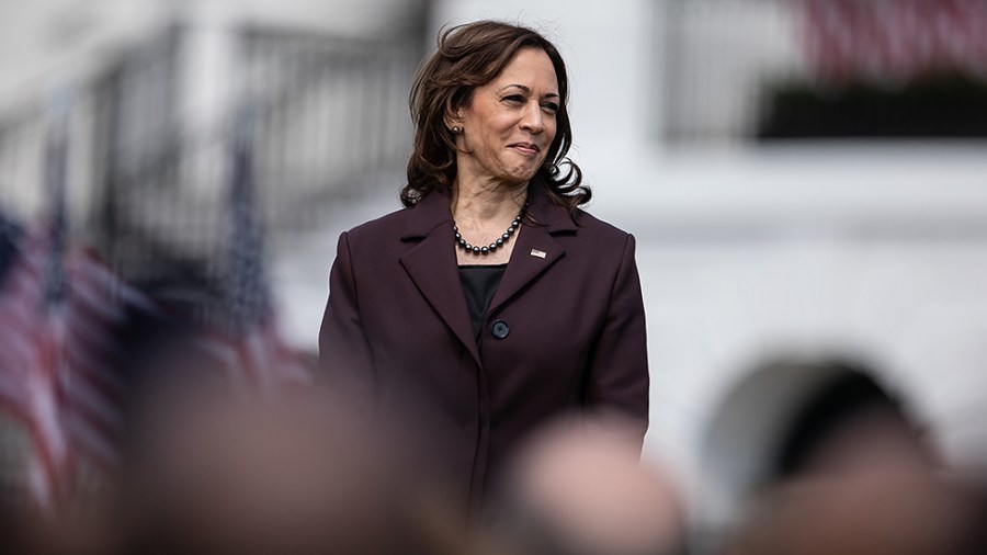 Vice President Harris is seen during an event to commemorate the confirmation of Judge Ketanji Brown Jackson to the Supreme Court on the South Lawn of the White House on Friday, April 8, 2022.