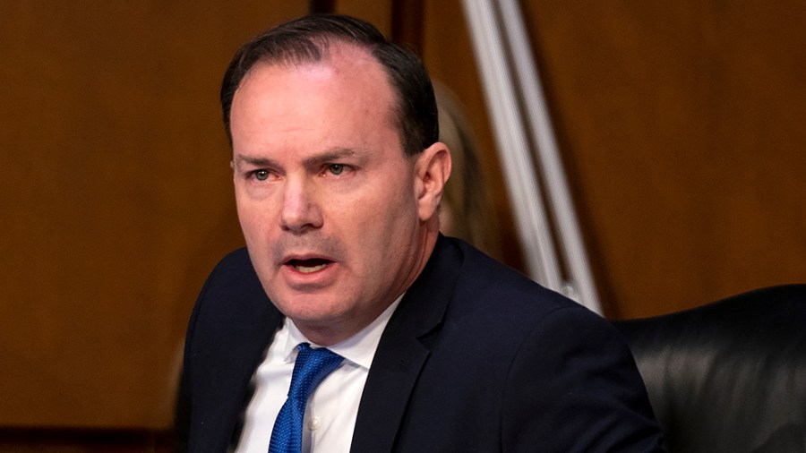 Sen. Mike Lee (R-Utah) makes a statement during a Senate Judiciary Committee business meeting to move the nomination of Supreme Court nominee Ketanji Brown Jackson out of committee on Monday, April 4, 2022.