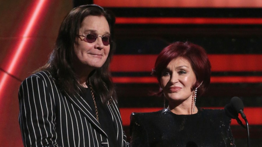 Ozzy Osbourne and Sharon Osbourne present a Grammy award in 2020