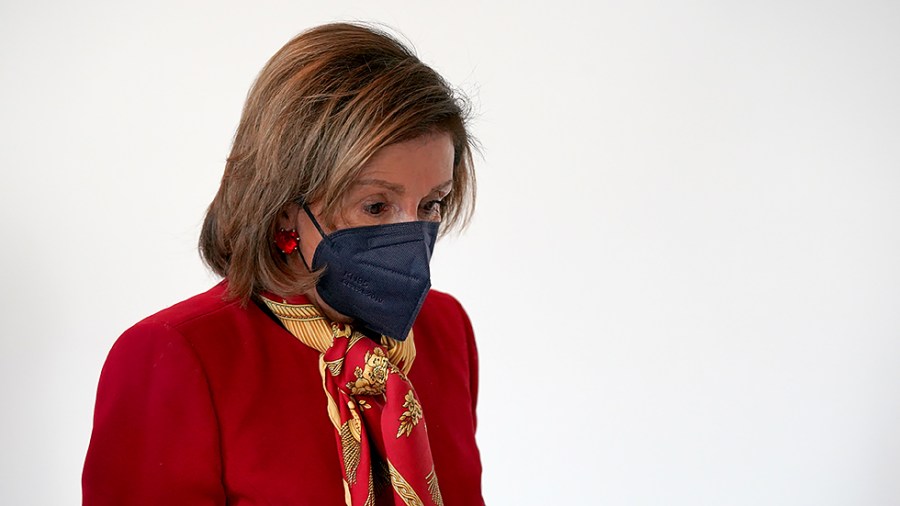 Speaker Nancy Pelosi (D-Calif.) leaves her weekly press conference on Wednesday, February 9, 2022.