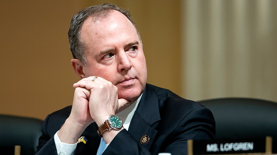 Rep. Adam Schiff (D-Calif.) is seen as the Jan. 6 House Select Committee holds a business meeting on Monday, March 28, 2022 to consider former Trump administration officials Peter Navarro and Daniel Scavino, Jr. in contempt of Congress.