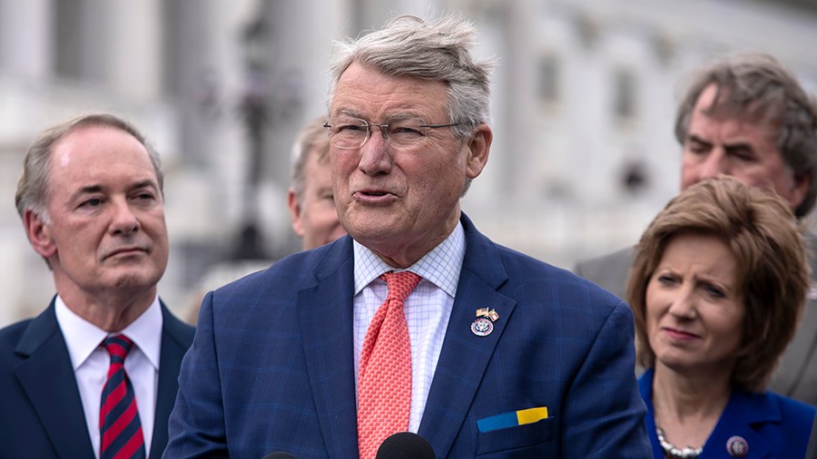 Rep. Rick Allen (R-Ga.) speaks to reporters in support of police officers during a press conference in honor of National Police Week outside of the U.S. House of Representatives in Washington, D.C., on Thursday, March 12, 2022.