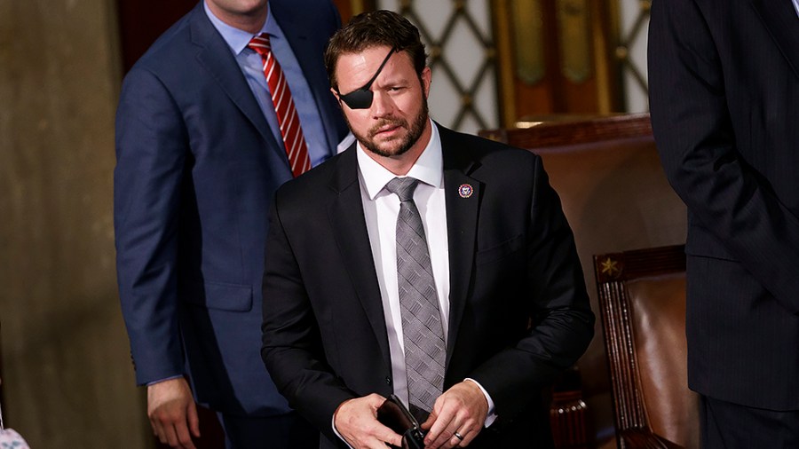 Rep. Dan Crenshaw (R-Texas) is seen before Greek Prime Minister Kyriakos Mitsotakis gives an address to a joint session of Congress on Tuesday, May 17, 2022.