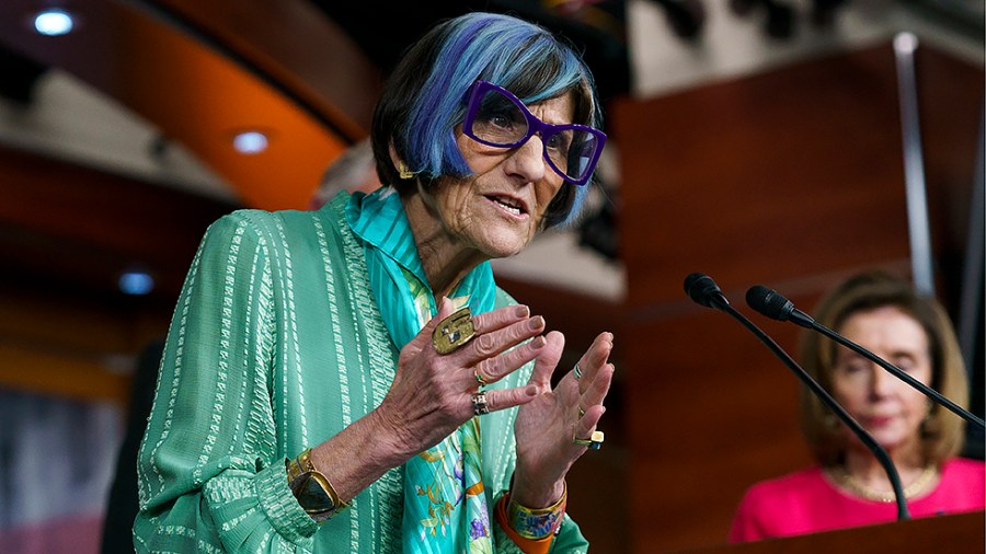 Rep. Rosa DeLauro (D-Conn.) addresses reporters during a press conference on Tuesday, May 17, 2022 to discuss legislation to improve production of baby formula as the national shortage continues.