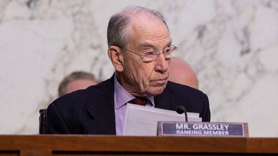 Sen. Chuck Grassley (R-Iowa) speaks during a Senate Judiciary Committee business meeting on Monday, March 28, 2022.