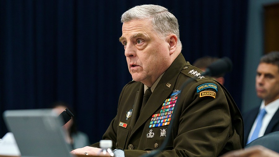 Joint Chiefs of Staff Chairman Marine General Mark Milley is seen during a House Appropriations Subcommittee on Defense hearing to discuss the President’s FY 2023 budget fo the Department of Defense on Wednesday, May 11, 2022.