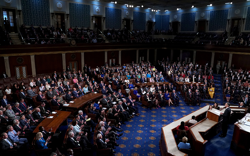 Greek Prime Minister Kyriakos Mitsotakis speaks to members of Congress