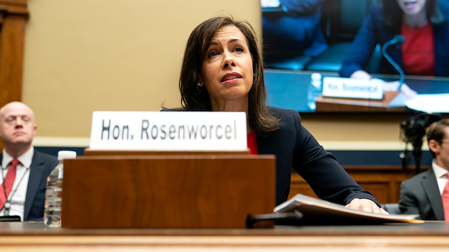 Jessica Rosenworcel, Chairwoman of the Federal Communications Commission, gives an opening statement during a Subcommittee on Communications and Technology hearing to discuss oversight of the FCC on Thursday, March 31, 2022.