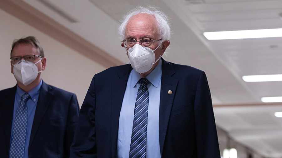 Sen. Bernie Sanders (I-Vt.) arrives at a Senate Committee on the Budget during a hearing entitled ‘Should Taxpayer Dollars Go to Companies that Violate Labor Laws?’ in the Dirksen Senate Office Building in Washington, D.C., on Thursday, May 5, 2022.