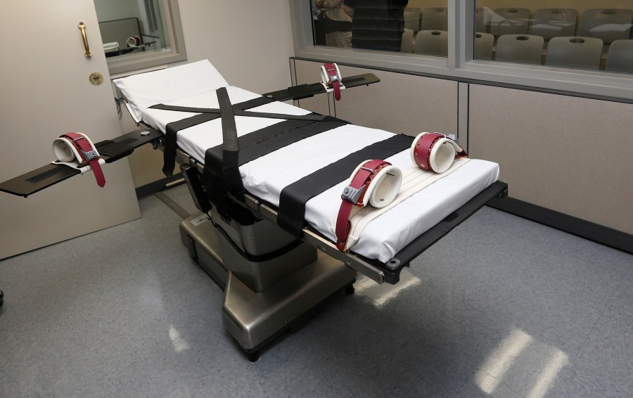 gurney in the the execution chamber at the Oklahoma State Penitentiary