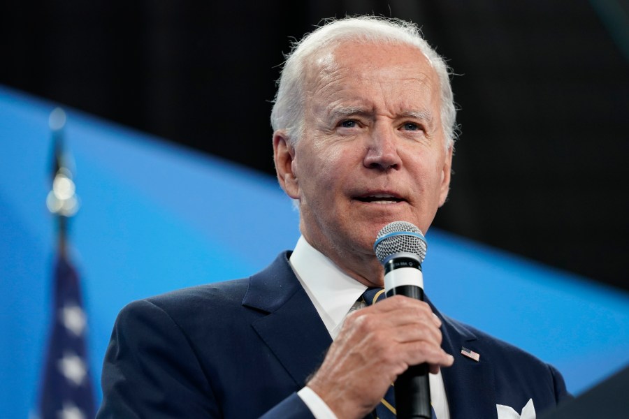 File - President Joe Biden speaks during a news conference on the final day of the NATO summit in Madrid, Thursday, June 30, 2022. (AP Photo/Susan Walsh)