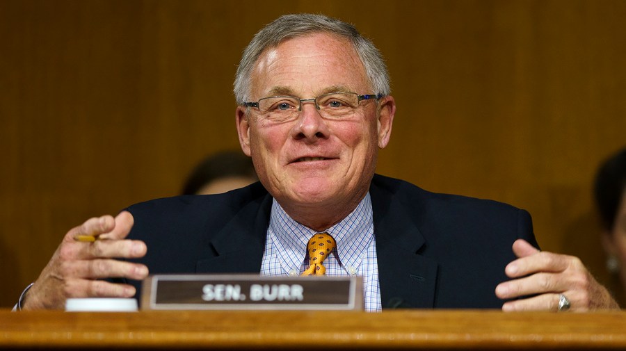 Sen. Richard Burr (R-N.C.) asks questions during a Senate Health, Education, Labor, and Pensions Committee hearing to discuss the federal government’s response and future planning for COVID-19 on Thursday, June 16, 2022.