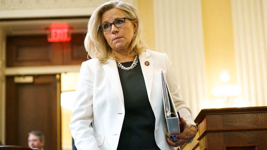 Rep. Liz Cheney (R-Wyo.) is seen after a House Jan. 6 committee to hearing on Thursday, June 23, 2022 focusing on the actions of former Department of Justice employees.