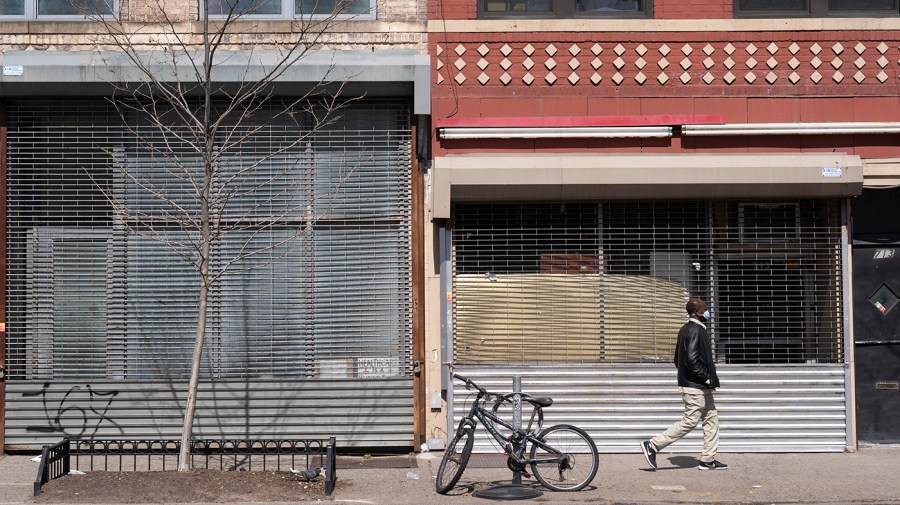 Two closed storefronts