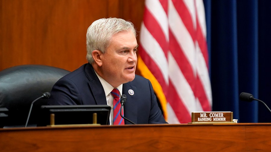 Rep. James Comer (R-Ky.) gives an opening statement during a House Oversight and Government Reform Committee hearing on Tuesday, November 16, 2021 to discuss combating ransomware attacks.