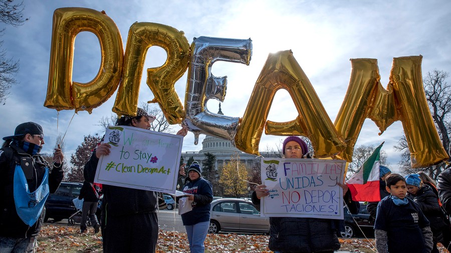 Hundreds of people show up to the "Defend our Immigrant Families" rally in Upper Senate Park on Wednesday, December 6, 2017. Various groups such as CASA in action, Working Families United, National Education Association, and National TPS Association showed up.