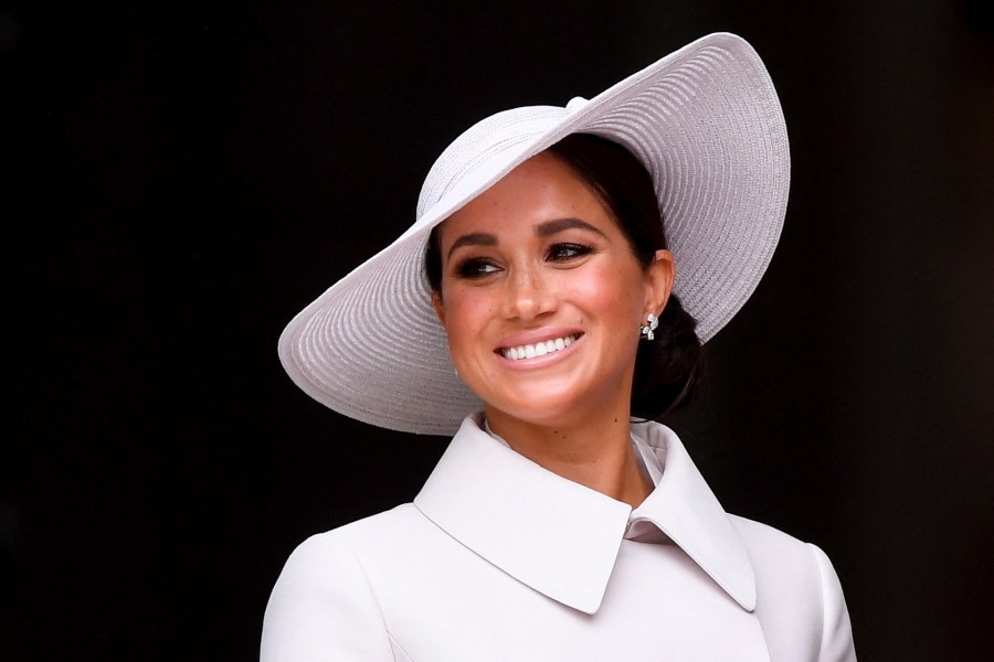 Meghan, Duchess of Sussex smiles after attending a service of thanksgiving for the reign of Queen Elizabeth II at St Paul's Cathedral in London.