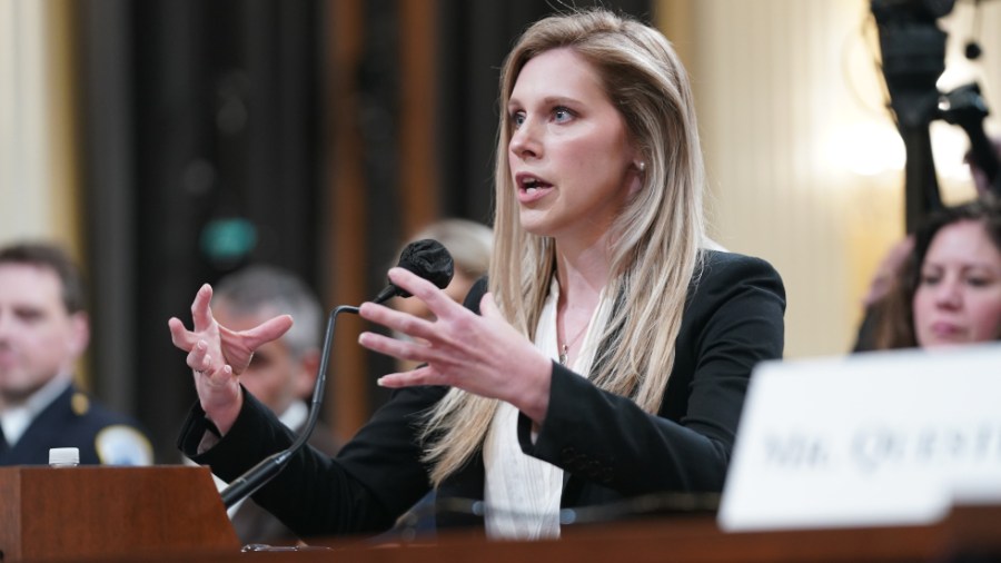 U.S. Capitol Police officer Caroline Edwards speaks before a hearing of the Jan. 6 select House committee.